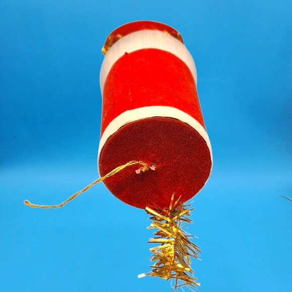 Vintage 1960s Toy Soldier Ornament Japan Red Flocked Hat White Satin Ball Head - Picture 7 of 9